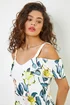 Roman Ivory Floral Cold Shoulder Luxe Stretch Shift Dress - 8 Image 4