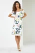 Roman Ivory Floral Cold Shoulder Luxe Stretch Shift Dress - 8 Image 3