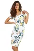 Roman Ivory Floral Cold Shoulder Luxe Stretch Shift Dress - 8 Image 1