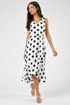 Roman Ivory Spot Frill Hem Asymmetric Midi Wrap Dress - 10 Image 3