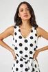 Roman Ivory Spot Frill Hem Asymmetric Midi Wrap Dress - 10 Image 4
