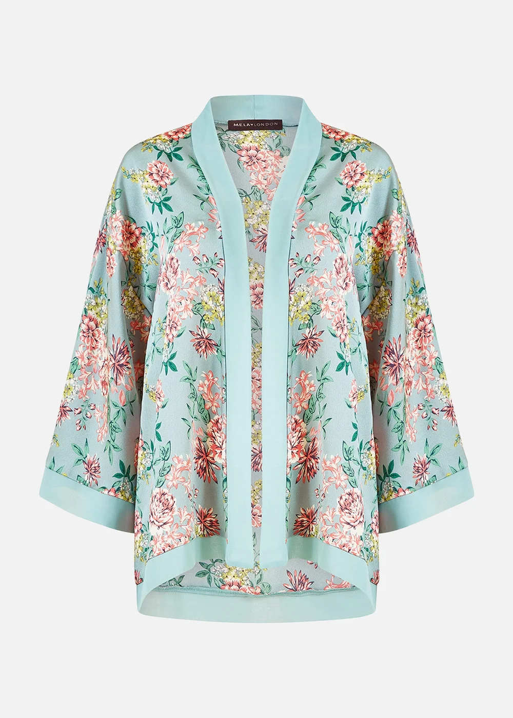 Mela Green Floral Satin Kimono - 8 Image 3