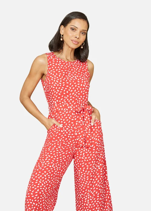 Mela Red Dash Print Culotte Jumpsuit - 6 Image 2