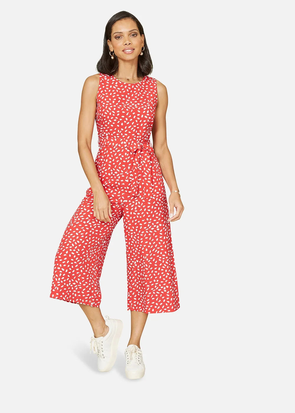 Mela Red Dash Print Culotte Jumpsuit - 6 Image 1