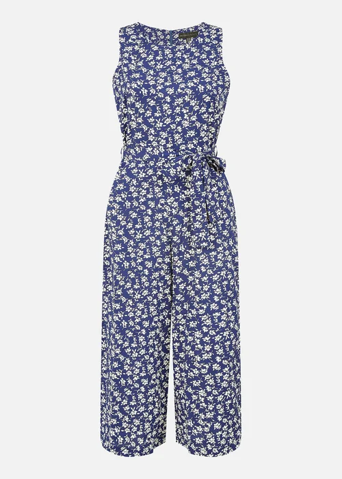 Mela Navy Ditsy Print Culotte Jumpsuit - 6 Image 3