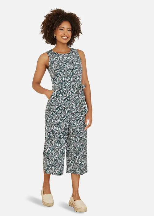 Mela Green Ditsy Print Culotte Jumpsuit - 8 Image 1