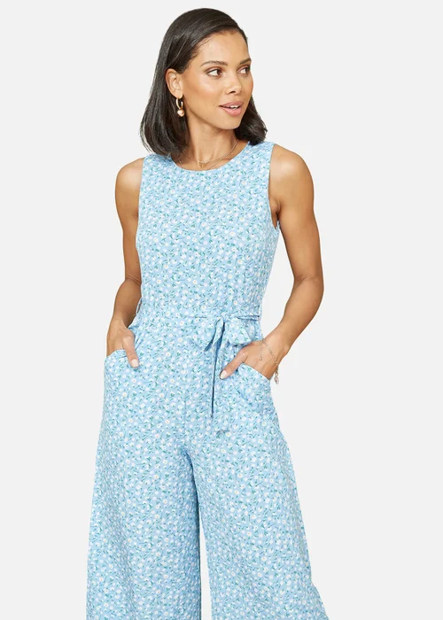 Mela Blue Ditsy Print Culotte Jumpsuit - 8 Image 2