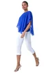 Roman Royal Blue Asymmetric Cold Shoulder Stretch Chiffon Top - Size 10 Image 2