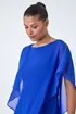Roman Royal Blue Asymmetric Cold Shoulder Stretch Chiffon Top - Size 10 Image 3