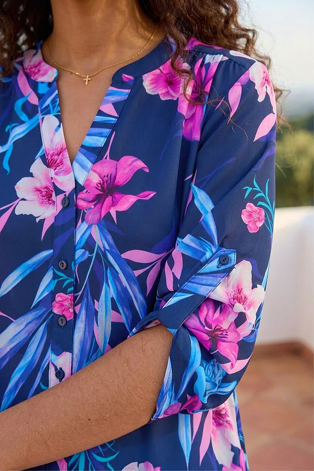 Roman Pink Tropical Print Longline Blouse - 12 Image 4