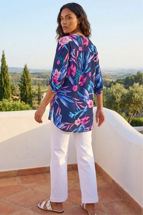 Roman Pink Tropical Print Longline Blouse - 12 Image 3