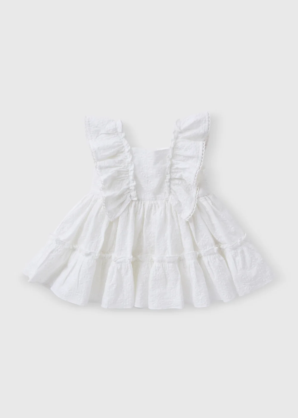 Baby White Frill Schiffli Dress (Newborn-23mths) - Age 0 - 3 Months Image 1