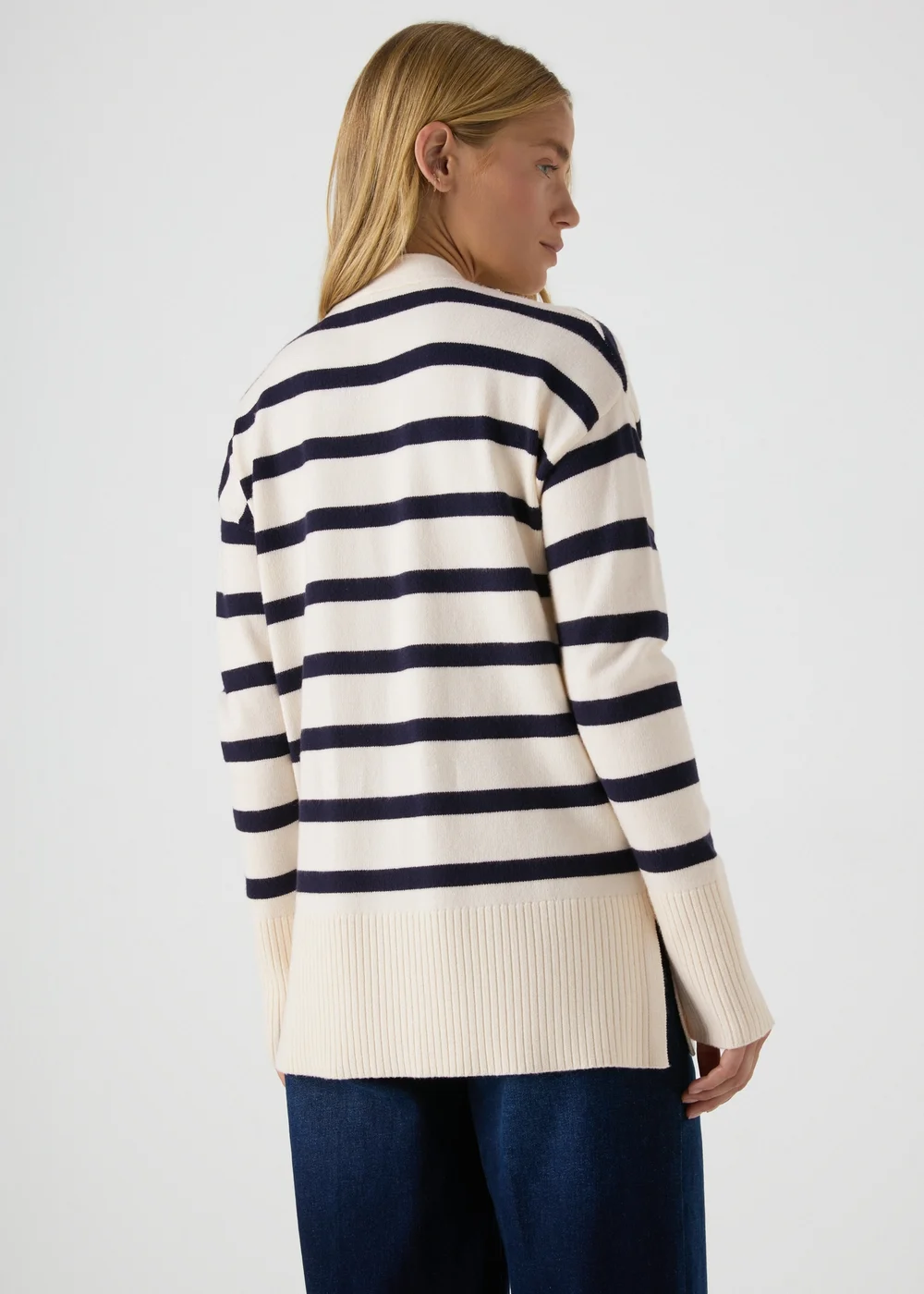 Navy Stripe Knitted Cardigan - XS Image 2