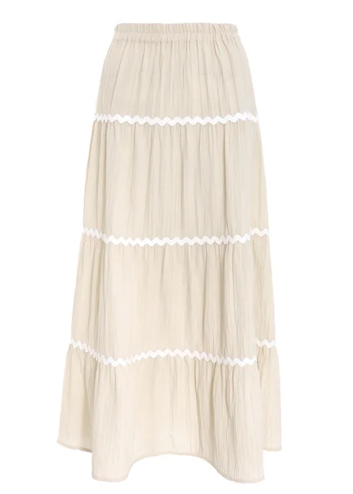 Quiz Stone Wavy Trim Maxi Skirt - Size 6 Image 4