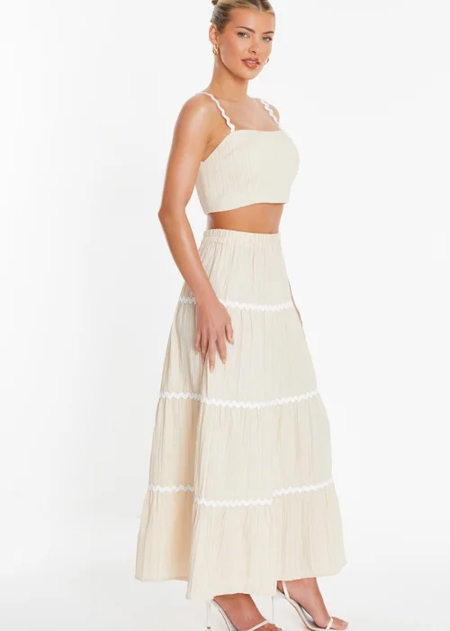Quiz Stone Wavy Trim Maxi Skirt - Size 6 Image 3
