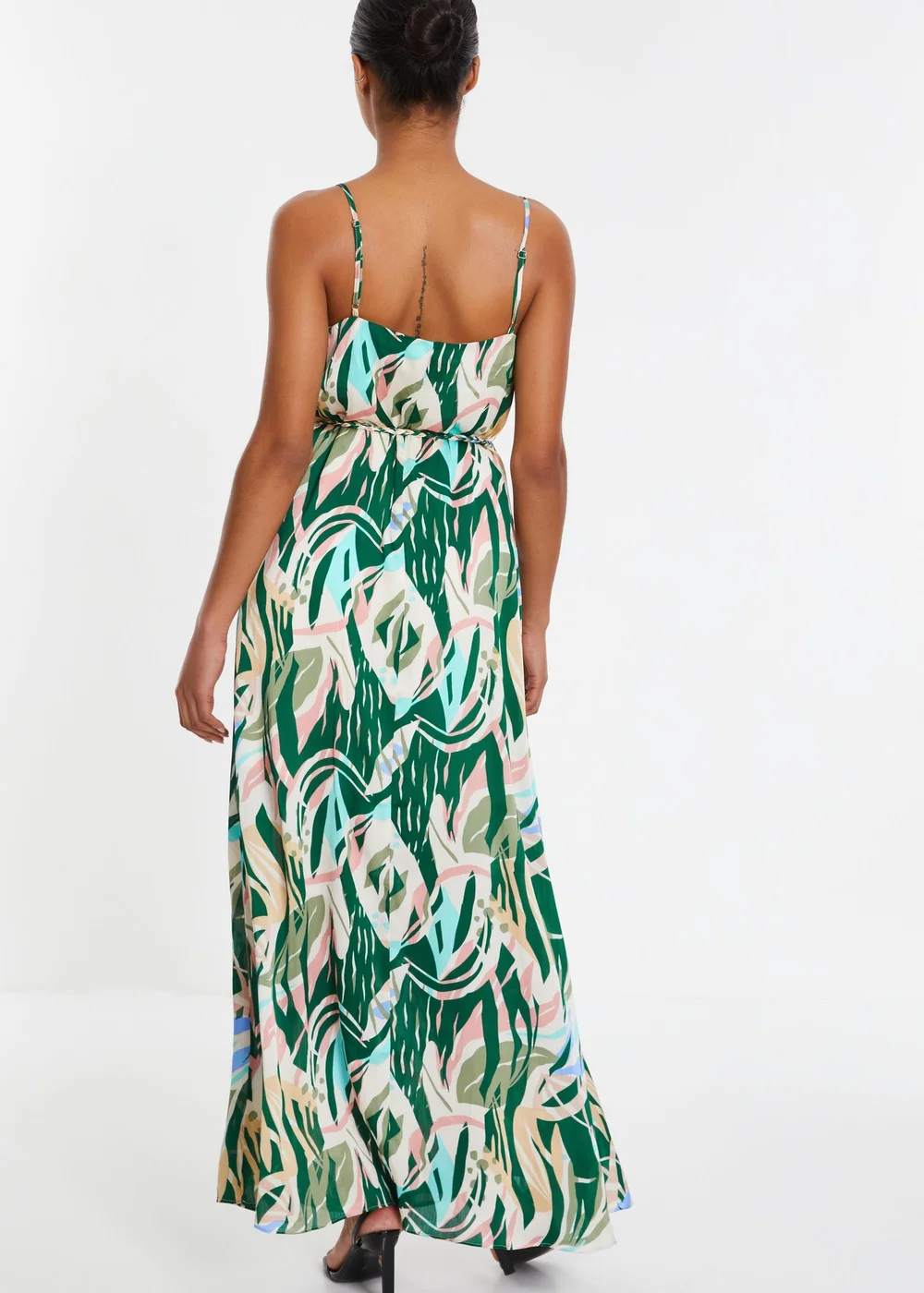Quiz Green Tropical Print Maxi Dress - 8 Image 2