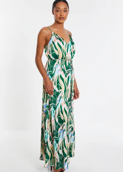Quiz Green Tropical Print Maxi Dress - 8 Image 3