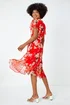 Roman Red Floral Print Chiffon Wrap Dress - 10 Image 3