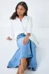 Roman Light Blue Cotton Blend Denim A line Maxi Skirt - Size 16 Image 3