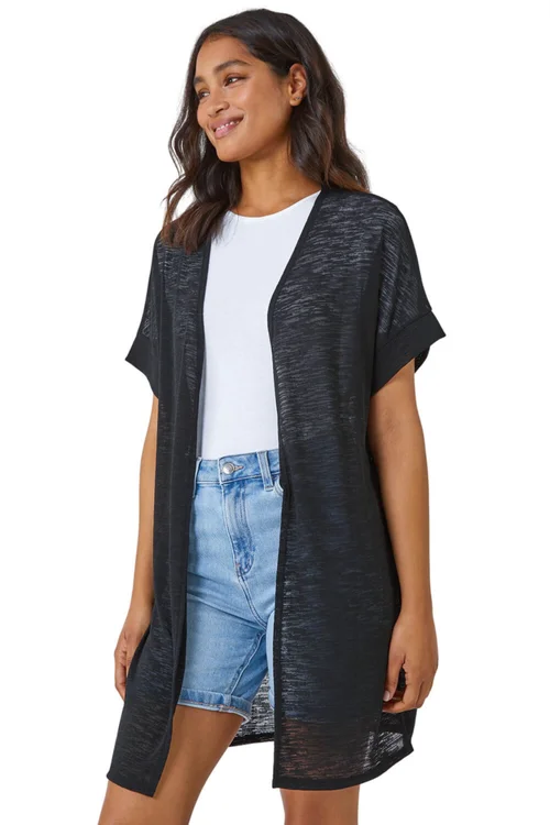 Roman Black Short Sleeve Longline Cardigan - 6 Image 1
