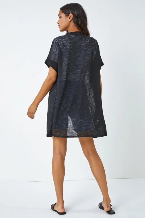 Roman Black Short Sleeve Longline Cardigan - 6 Image 3