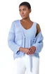 Roman Light Blue Scallop Edge Knit Cotton Blend V-Neck Cardigan - Size 22 Image 1