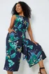 Roman Navy Petite Floral Print Cropped Culotte Jumpsuit - Size 16 Image 2