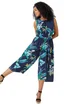 Roman Navy Petite Floral Print Cropped Culotte Jumpsuit - Size 16 Image 1