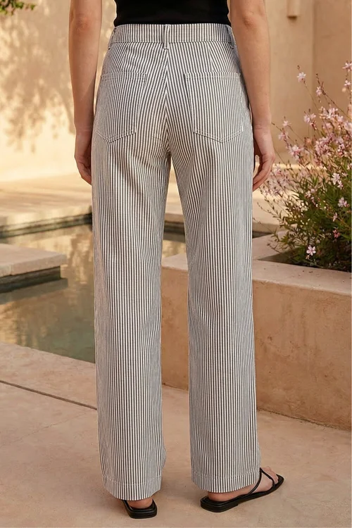 Roman Black Stripe Wide Leg Stretch Trousers - 10 Image 3