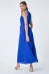 Roman Royal Blue Pleated Halter Neck Maxi Dress - 20 Image 3