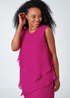 Roman Pink Petite Embellished Chiffon Tiered Shift Dress - 20 Image 4