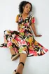 Roman Pink Petite Tropical Button Midi Dress - 24 Image 3