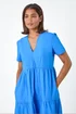 Roman Blue Plain Cotton Tiered Maxi Dress - 14 Image 4