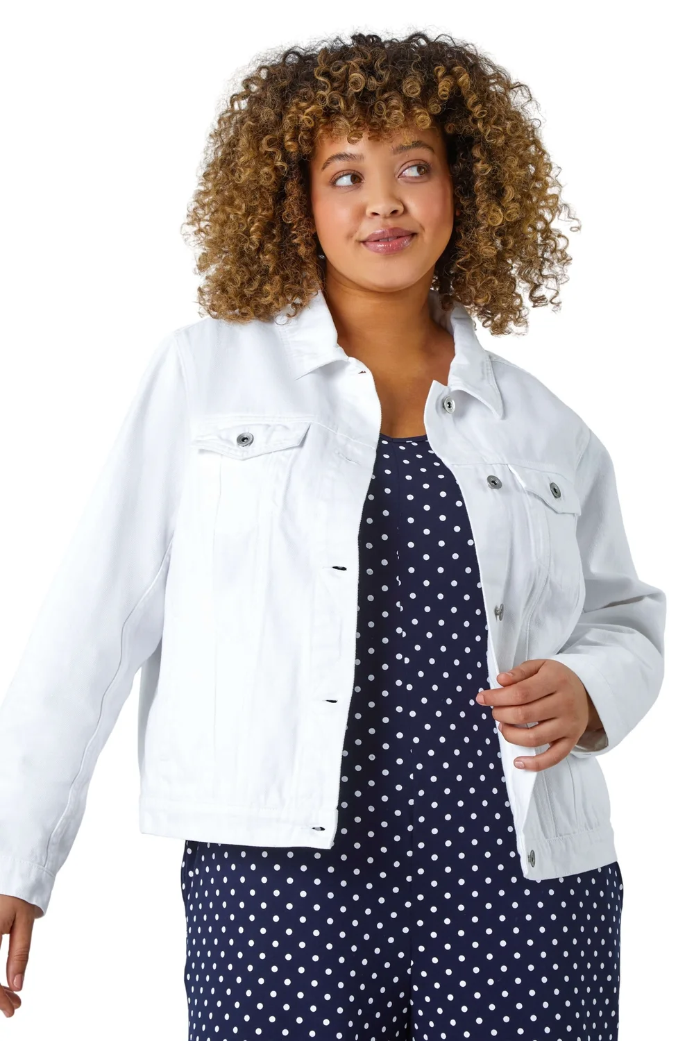 Roman White Curve Mid Wash Denim Jacket - 30-32 Image 2