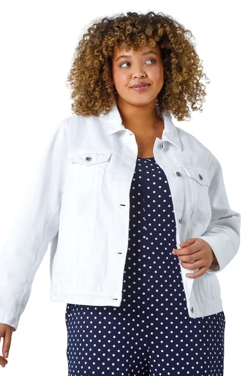 Roman White Curve Mid Wash Denim Jacket - 30-32 Image 2
