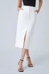 Roman White Cotton Blend Denim Stretch Midi Skirt - Size 12 Image 4