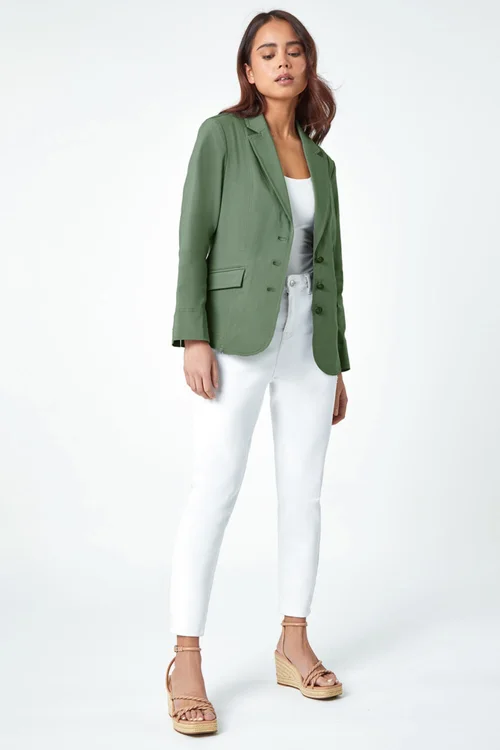 Roman Petite Khaki Premium Stretch Blazer - 16 Image 4