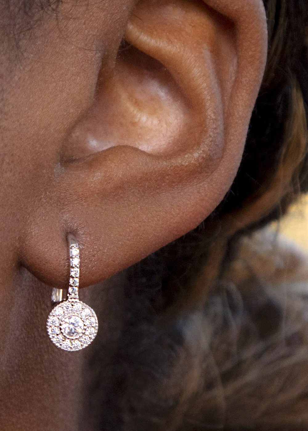 Golden Moments Sterling Silver CZ Lever Back Earrings - One Size Image 3