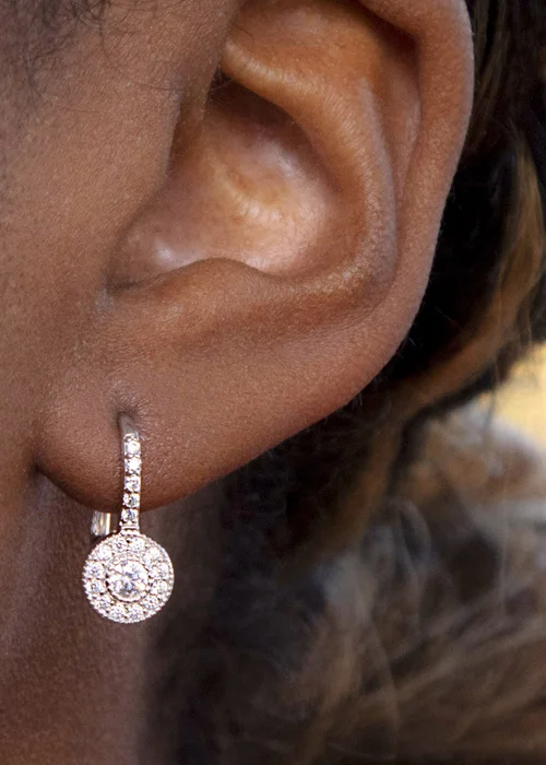 Golden Moments Sterling Silver CZ Lever Back Earrings - One Size Image 3