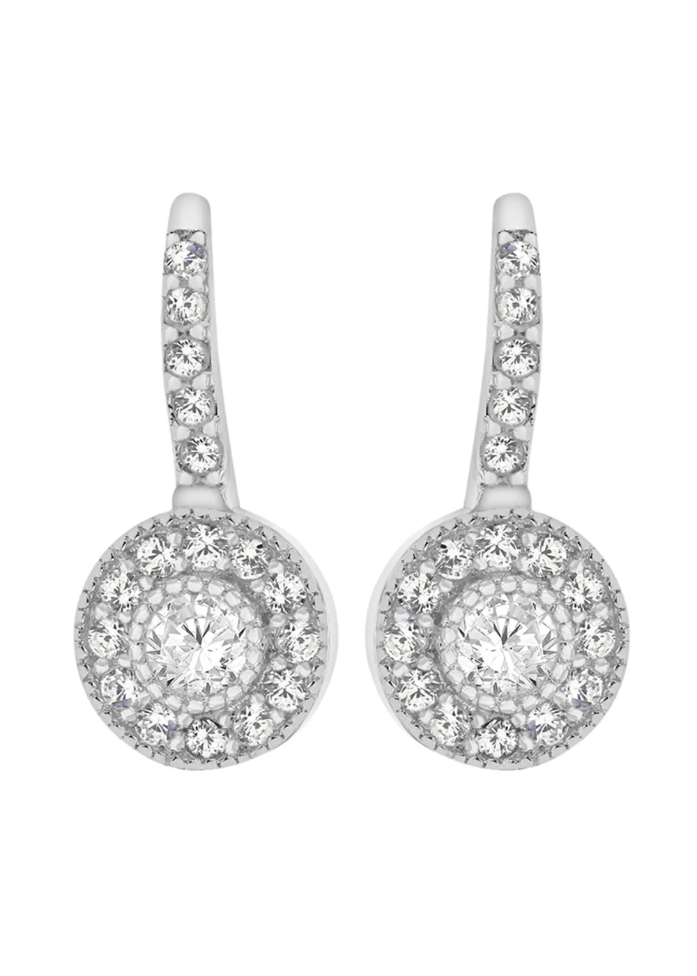 Golden Moments Sterling Silver CZ Lever Back Earrings - One Size Image 1