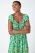 Roman Green Mixed Print Shirred Midi Dress - 24 Image 4