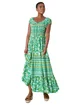 Roman Green Mixed Print Shirred Midi Dress - 24 Image 1