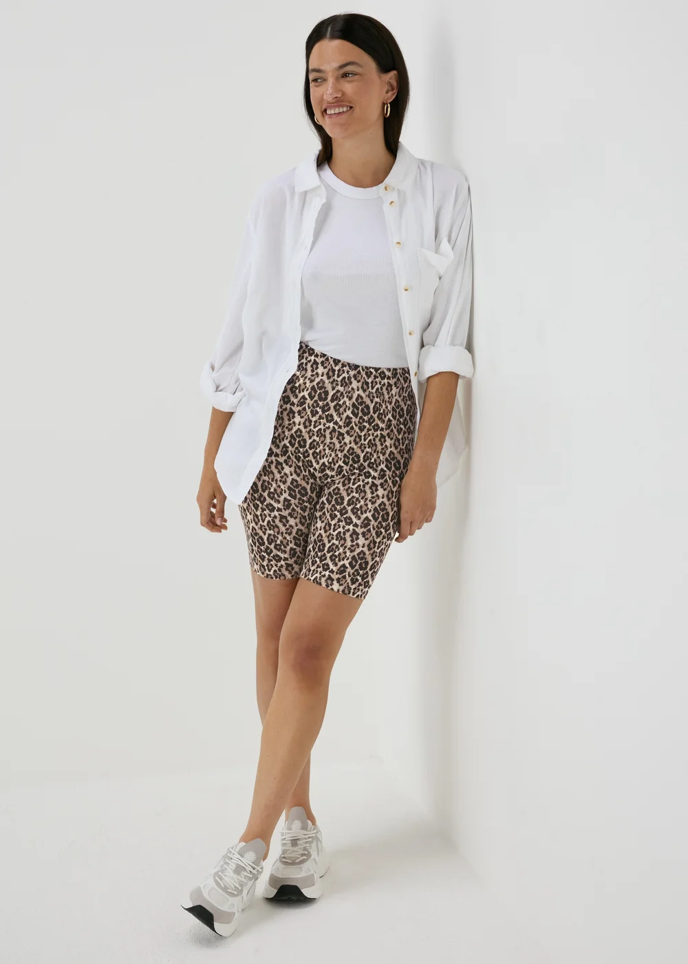 Brown Leopard Print Cycling Shorts - 8 Image 4
