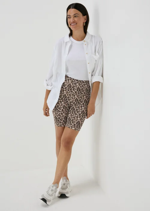 Brown Leopard Print Cycling Shorts - 8 Image 4