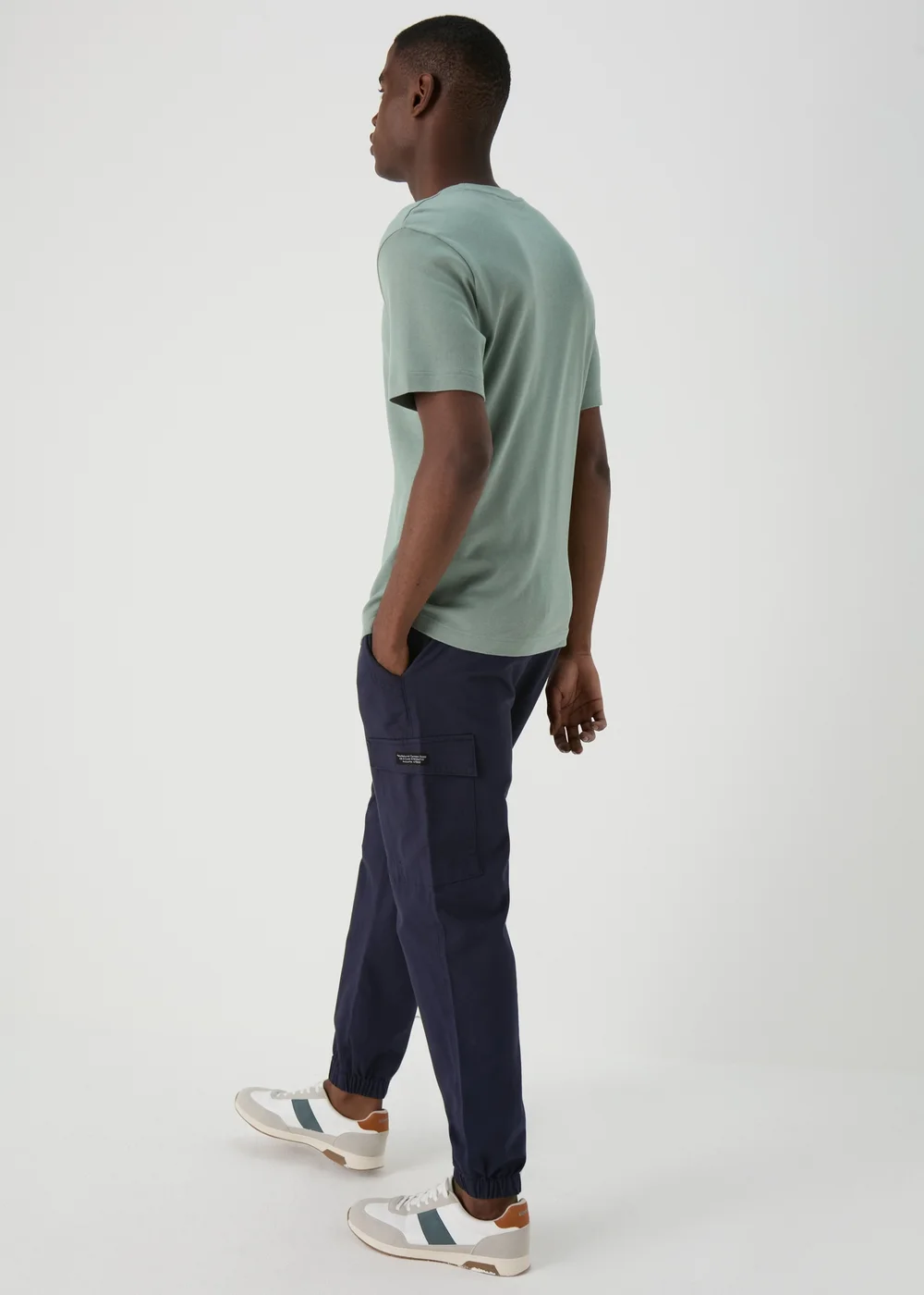 Navy Textured Cargo Trousers - Small Image 2