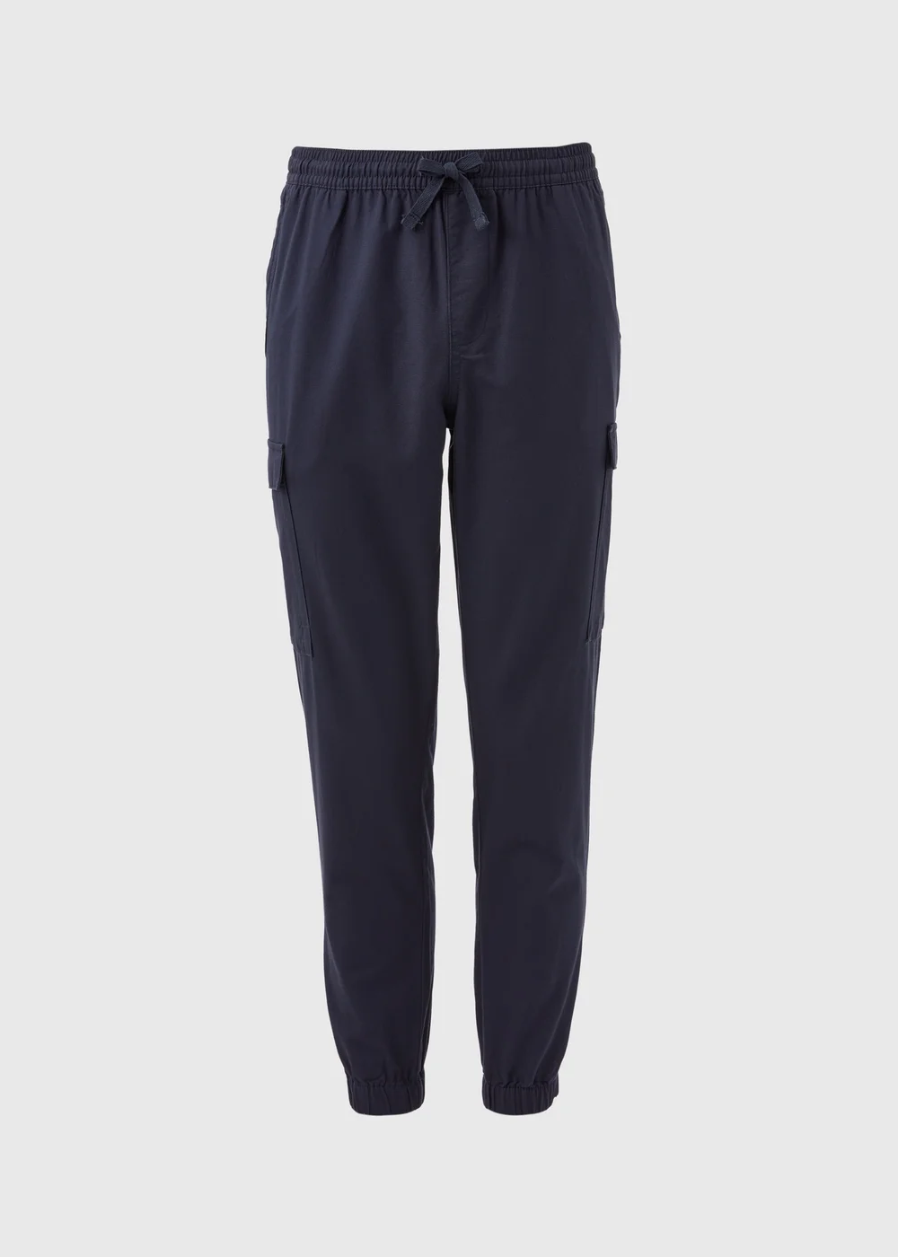Navy Textured Cargo Trousers - Small Image 5