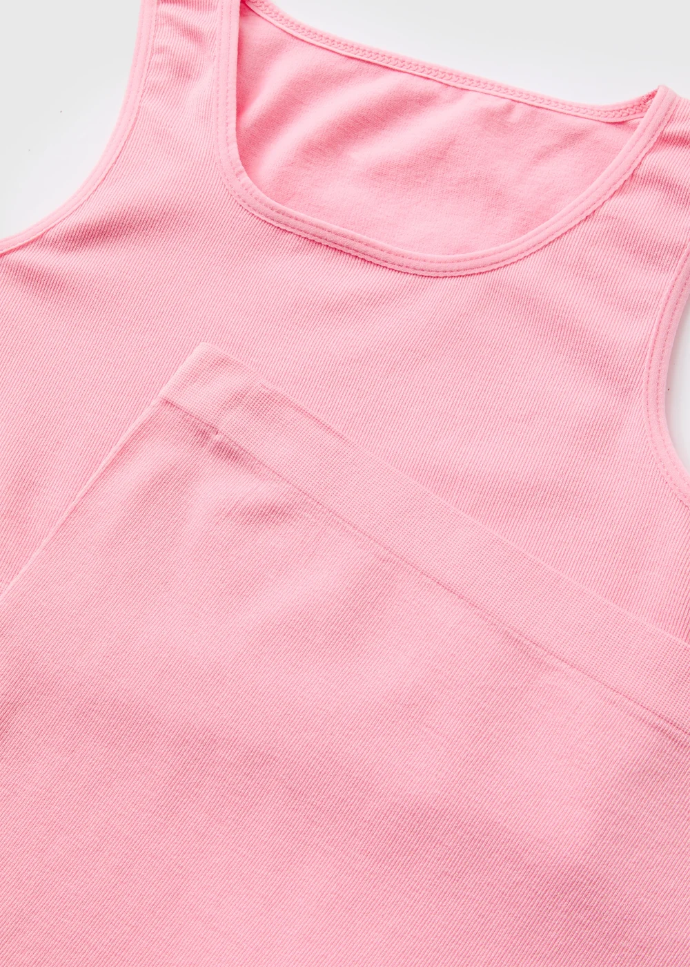 Girls Pink Seamless Top & Cycle Shorts Set (6-13yrs) - Age 6 - 7 Years Image 2