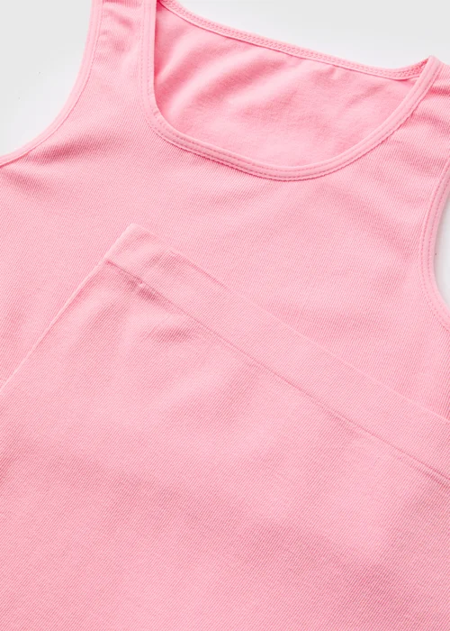 Girls Pink Seamless Top & Cycle Shorts Set (6-13yrs) - Age 6 - 7 Years Image 2