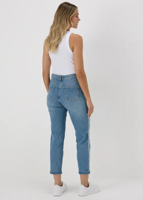 Mid Wash Side Stripe Boyfriend Jeans - 8 Image 2