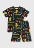 Kids Black Pokemon Pyjama Top & Shorts Set (5-12yrs) - Age 5 Years Image 1